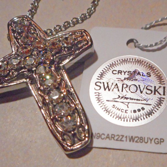 Swarovski® Crystal Cross Pendant Necklace - Picture 1 of 2